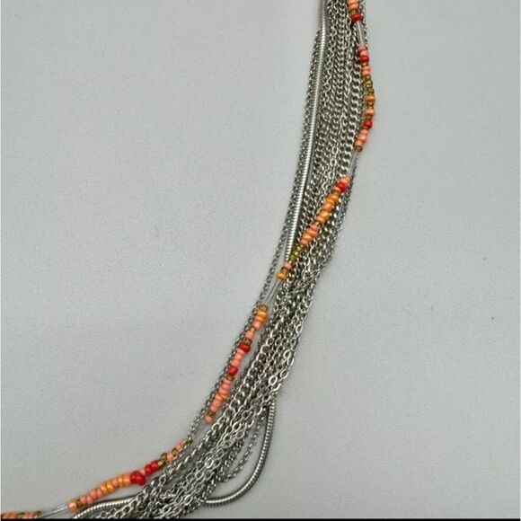 Vera Wang NecklacE Coral Pink Beads Silver Tone Layered Strands NWOT 28"-30" - Picture 5 of 10